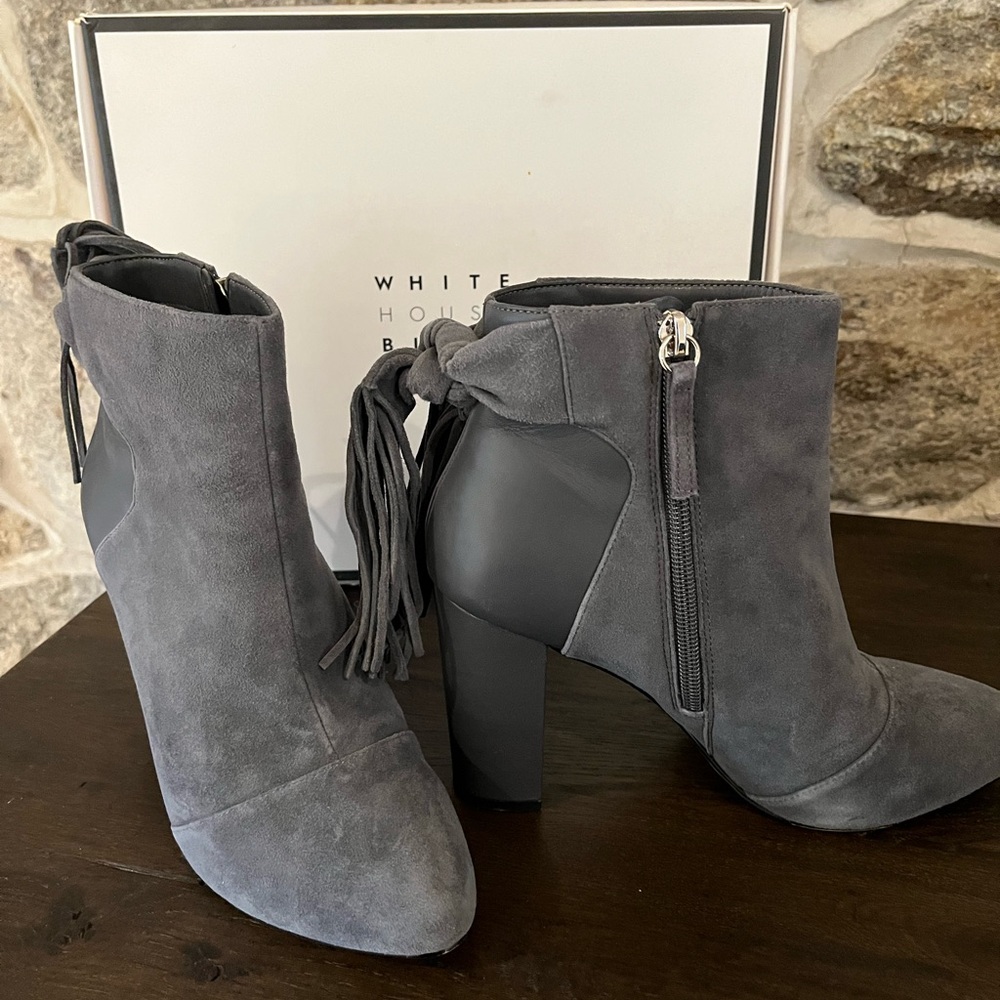 White House Black Market Gray Ankle Boots